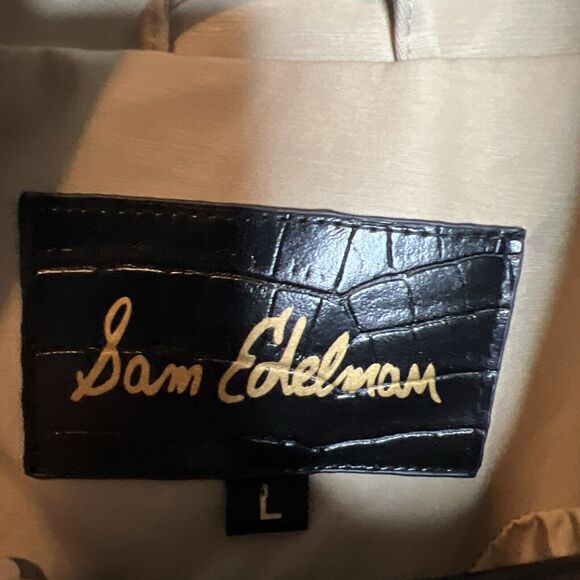 Sam Edelman Bomber Zipper Jacket Beige Tan Womens Size Large Quilted Y2K - Picture 2 of 14